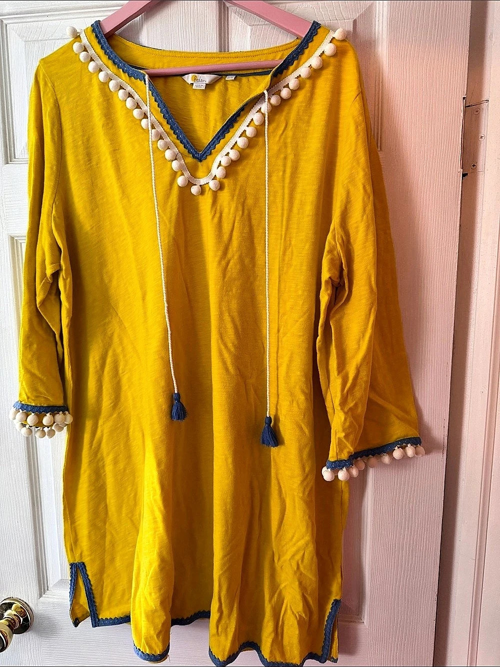 Boden Kasia Jersey Tunic Yellow & Blue XL Like New